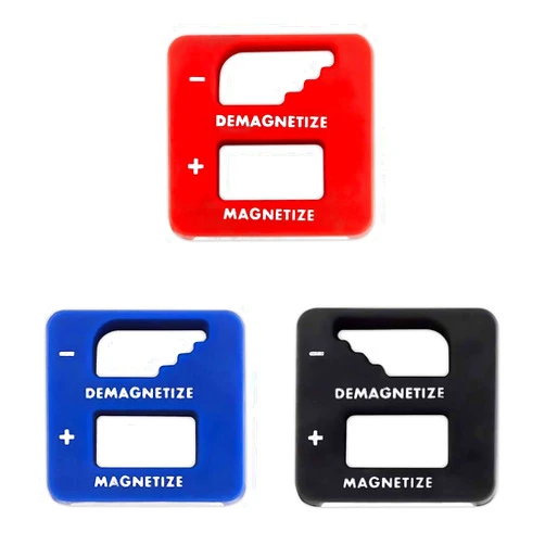Katzco Precision Demagnetizer-Magnetizer - Pack of 3 Colors - Black, Red, Blue - for Screwdrivers, Small Tools, Small, Big Screws, Drills, Drill Bits, Sockets, Nuts, Bolts, Nails, Construction Tools