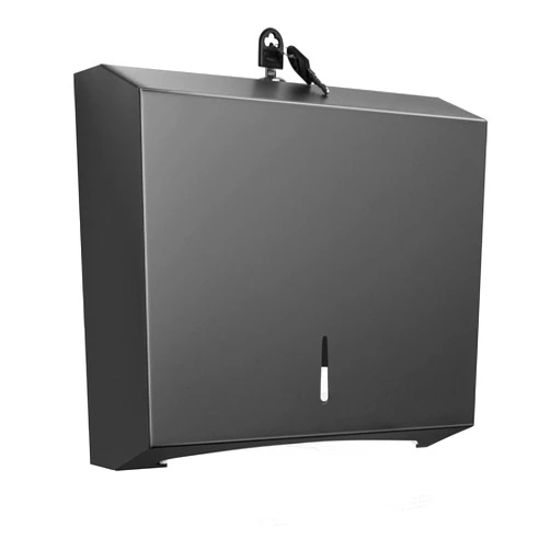 Gorlary Paper Towel Dispenser Wall Mount Commercial, C Fold Multifold Hand Paper Towel Dispenser, Stainless Steel Tissue Holder (Matte Black)