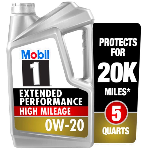 Mobil 1-123837 Extended Performance High Mileage 0W-20; 5QT, Gray