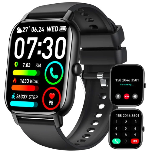Foxhawk Smart Watches for Men Women(Answer/Make Calls) 1.96” HD Big Screen Smart Watch 100+ Sports Mode Fitness Watch with Heart Rate Sleep Monitor IP68 Waterproof Activity Tracker for iPhone Android Phones