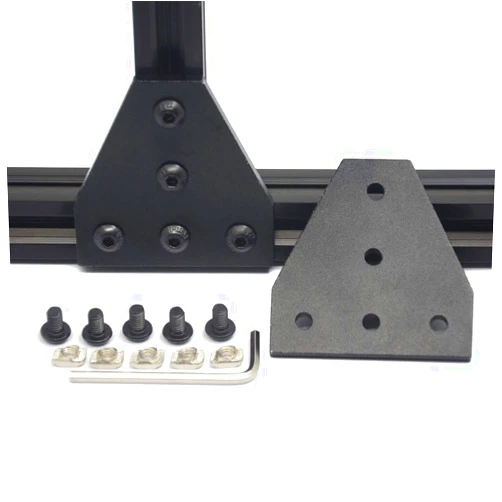MengQi 4Pcs Black T Shape Corner Bracket Outside Joint Board Plate Connector for 6mm Slot 2020 Series Aluminum Extrusion Profile with 20Pcs M5 T-Nuts+20Pcs M5 Screws +1Pcs Wrench