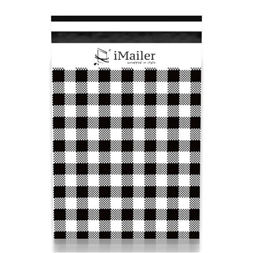 IMailer 100 Count - 10x13 inch Poly Mailers Black Gingham Plaid Shipping Bags,Mailing Envelope with Self Seal Strip