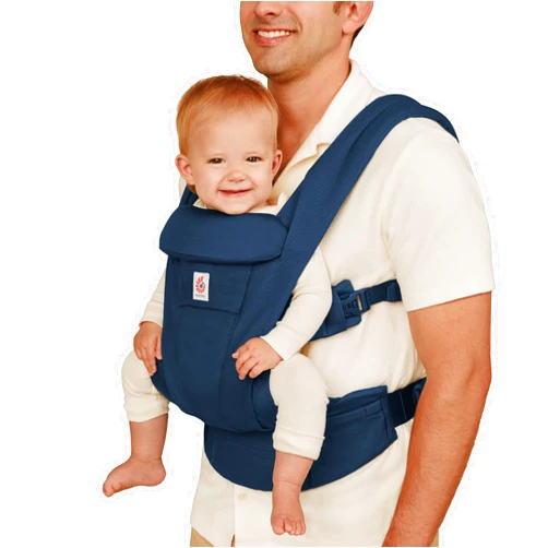 Ergobaby Omni Deluxe All Carry Positions Breathable Cotton Baby Carrier with Enhanced Lumbar Support and Lightweight Comfort, Newborn to Toddler, (Holds 7-45 lbs), Midnight Blue