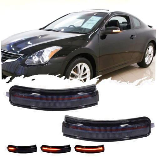 TurningMax For 2007 2008 2009 2010 2011 2012 2013 Nissan Altima Side mirror turn signal Lights Smoked Lens 26442ZX50A, 26443ZX50A
