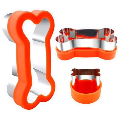 HiHITAOO Dog Cookie Cutters Set 3 Piece -3 Different Sizes Of Dog, Bone, and Paw Print Cookie Mold Dog Bone Cutters Stainless Steel Shaped Cutters for Homemade Treats,Cakes and Cookies