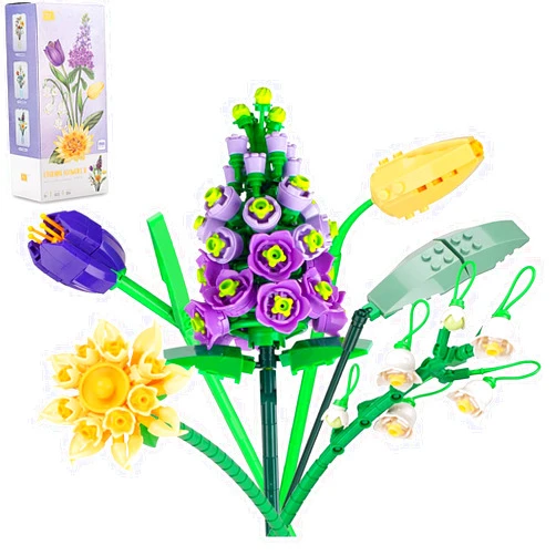 YUIXLIN Flower Bouquet Building Kit, 634 PCS Artificial Plant Flowers Building Blocks, Creative Botanical Collection Project for DIY Decoration Home, for Her Girlfriends Kids 6+
