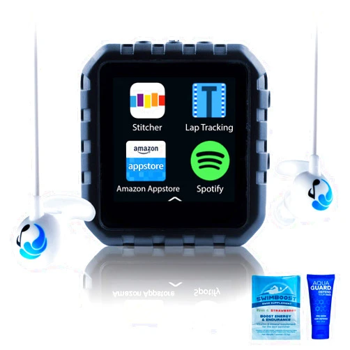 Swimbuds Delphin Waterproof Micro Tablet Compatible with Audible and More, Plus Built in Lap Tracking! (8GB, Swimbuds Sport) Swimbuds Sport 8GB