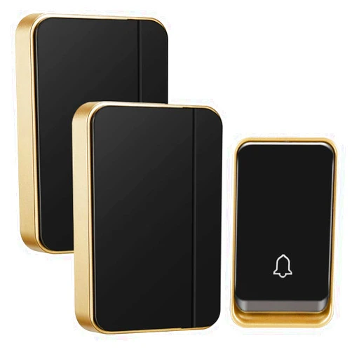AURTEC 【No Battery Required】 Wireless Doorbell Waterproof, AURTEC Door Chime Kit with 2 Plug-in & 1 Press Self-Powered Transmitter, 51 Chimes, 4 Volume Levels, Black