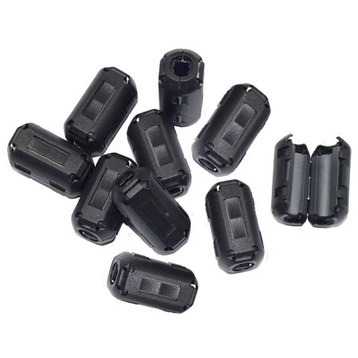 LETOP Pack of 10 Snap on Ferrite Core Bead Choke Ring Cord RFI EMI Noise Suppressor Filter for USB/Audio/Video Cable Power Cord Black (7mm)