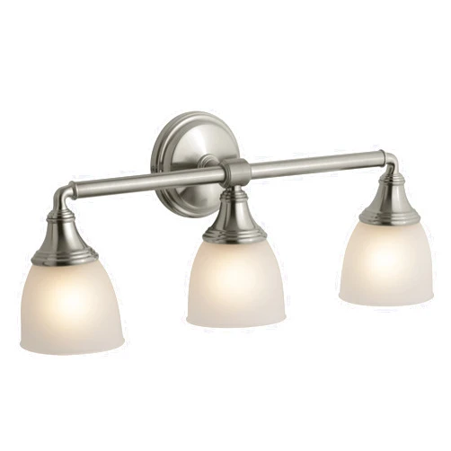 KOHLER Devonshire Bathroom Vanity Light Fixture, Wall Sconce Lighting, Position Facing Up or Down, UL Listed, 3 Light, Brushed Nickel