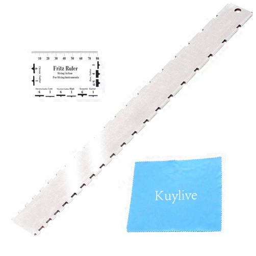 NeeQi Guitar Neck Notched Straight Edge Luthiers Tool with String Action Ruler Gauge for Gibson 24.75