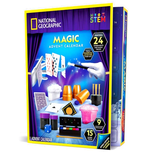 Blue Marble National Geographic Magic Advent Calendar 2025 – 24 Days of Magic Tricks & Science Experiments, Holiday Countdown Calendar for Kids, Christmas Activity
