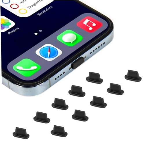 CaseBuy 10x Anti Dust Plugs Compatible with iPhone 14, 14 Pro Max, 13, 13 Pro, 12, 12 Pro Max, 11, 11 Pro, X, XS, XR, 8, 7, iPhone Charging Port Dust Cover | Silicone iPhone Dust Plugs, Black