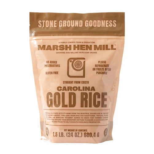 MARSH HEN MILL Carolina Gold Rice - Pure Long Grain White Rice with Exceptional Aroma Flavor & Texture Nutty Almond & Floral Notes Ideal for Home Cooks & Chefs | Premium Quality Non GMO | 24 oz Bag
