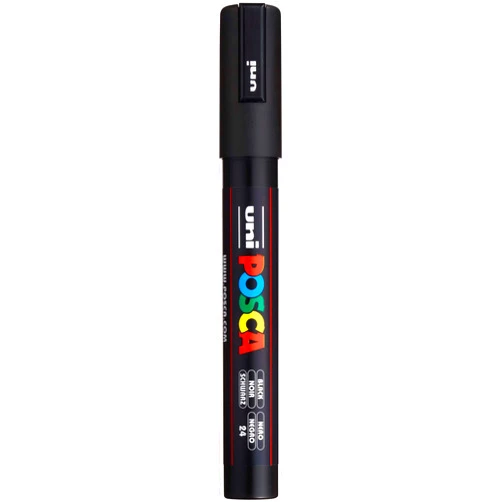 Uni-Ball Posca Acrylic Paint Marker, PC-5M Medium tip, Black (PX152777000)