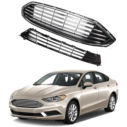 AutoJoy Club Front Bumper Upper Grille Lower Grill Assembly Chrome Fit For F0RD Fusion 2017-2018