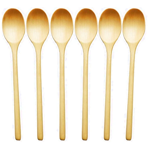 ADLORYEA Wooden Spoons for Eating, ADLORYEA 9 inch Small Wooden Soup Spoon Mixing Stirring Tasting, 6-Piece Wood Spoons for Soup and Korean Food, Eco friendly Non-Stick Wooden Eating Utensils