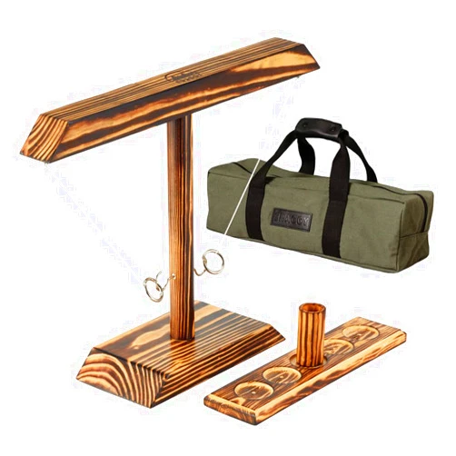 Craggy Games Hooks! Ring Toss and Shot Ladder Game - Multiplayer Tabletop Game for Adults, Kids and Families - includes Handcrafted Ring Toss, Score Keeper, Peg and Carrying Case…