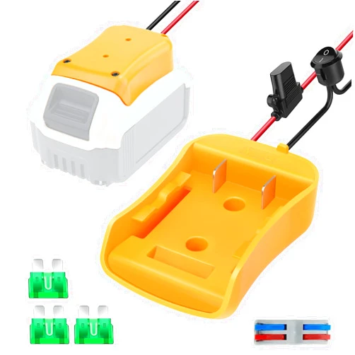 Kzreect Power Wheels Adapter for Dewalt 20V Battery Adapter, 20V Power Wheels Battery Converter Kit with Fuses Holder and Switch, Wire Terminals, 12AWG Wire for RC Car Toys Truck Adapter Set (1 Pack)