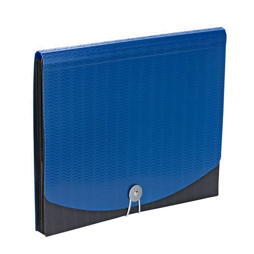 Smead Poly Expanding File, 6 Dividers, Flap and Cord Closure, Letter Size, Wave Pattern Blue/Black (70872)