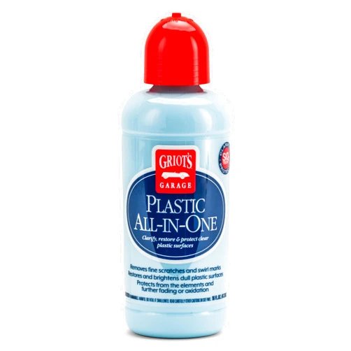 Griot's Garage 10872 Plastic All-in-One 16oz – Polish, Restore, & Protect Clear or Glossy Plastics – Perfect for Vehicle Lights, Gauges, B-Pillars, Windscreens, & More – Ceramic Infused Protection