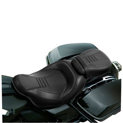SLMOTO Motorcycle Low-Profile Rider Seat, Passenger Seat Fit For Harley Touring CVO Road King Street Glide Road Glide Electra Glide 2009-2023 Black GEL