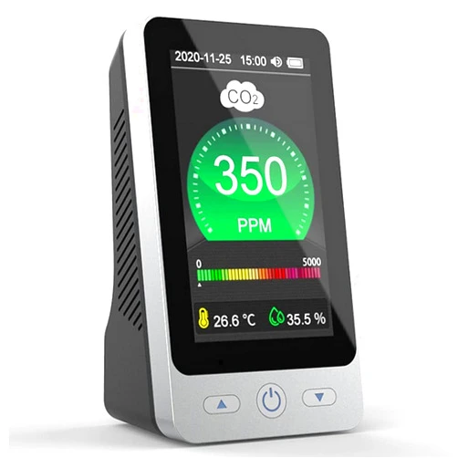 YINHA 4.3inch Air Quality Co2 Detector, Air Quality Monitor for Co2 Meter, Temperature, Real Time Monitor, Suitable Bedroom Living Room Kitchen Office Car School