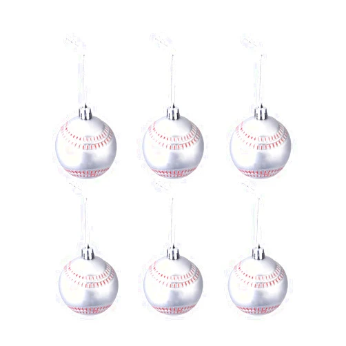 NUOBESTY 6pcs Christmas Baseball Ornaments Xmas Tree Hanging Ball Decorations Baseball Sports Theme Xmas Holiday Party Decorations Supplies