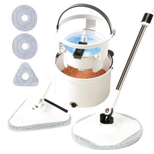 IVYROLL Spin Mop and Bucket, Mop and Bucket with Wringer Set for Home, Easy Wring for Floor Cleaning with 3 Microfiber Replacement Refills