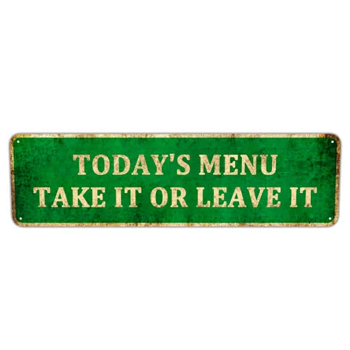 KIOZIY Today's Menu Take It or Leave It Retro Vintage Kitchen Signs Wall Decor Metal Tin Sign 4