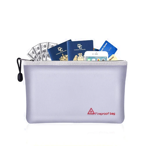 COONEER Fireproof Document Bags, Fire and Water Resistant Cash Bag,Fireproof Safe Storage Pouch for Money,Cash and Document (Sliver 10.6INCH)