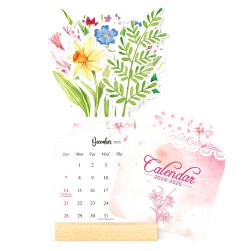 KONVINIT Small Desk Calendar 2024-2025, Mini Desktop Calendar - Runs From May. 2024 Until Dec. 2025, 20 Months Standing Flip Decorative Calendar for Office, Home and Desk Accessories