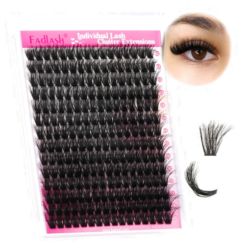 FADLASH Lash Clusters 100D Fluffy Eyelash Clusters 12-18mm Individual Lashes Cluster Eyelash Extensions 3D Effect Wispy Thick Lash Extension Clusters (100D-0.07-D, 12-18mm)