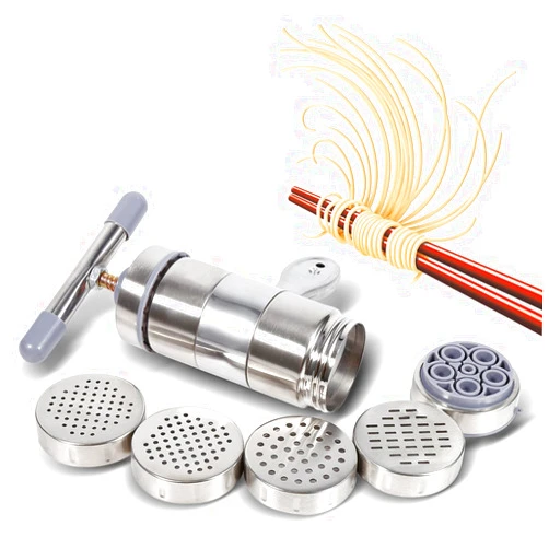 Haofy Manual Noodles Press Machine, Portable Manual Operated Stainless Steel Pasta Maker Noddle Juicer Pressure Making Machine for Home Restaurant Travel