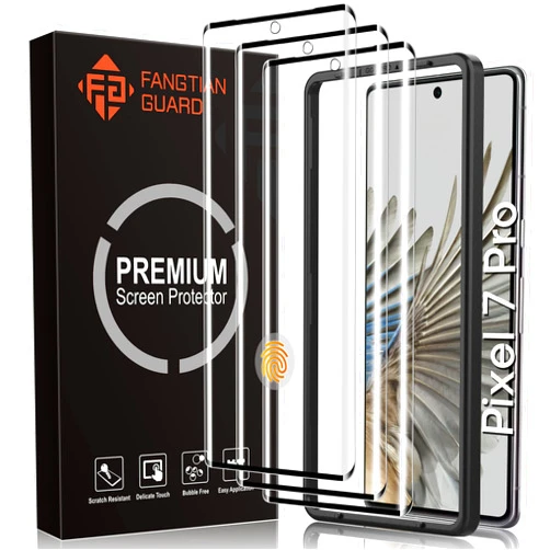 FANGTIAN GUARD [3-Pack] FANGTIAN 3D Curved for Pixel 7 Pro Screen Protector Tempered Glass, 9H Glass for Google Pixel 7 Pro 6.7Inch -[Fingerprint Unlock][Alignment Tool]