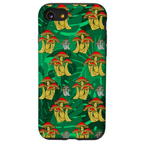 BoredKoalas Mushroom Hunt Phone Case Gifts iPhone SE (2020) / 7 / 8 Mushroom Leaves Pattern Toadstool Fungus Fungi Nature Gift Case