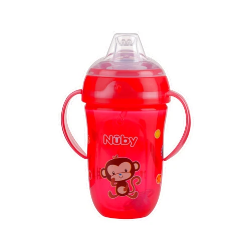 Nuby Comfort Trainer 2 Handle Cup with 360 Weighted Straw and Soft Silicone Spout, 9 Oz, Boy, Colors May Vary