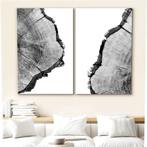SIGNWIN Canvas Wall Art Black and White Trees Ring Detail Print Nature Wilderness Mixed Media Farmhouse/Country Closeup Relax/Calm Duotone for Living Room - 16