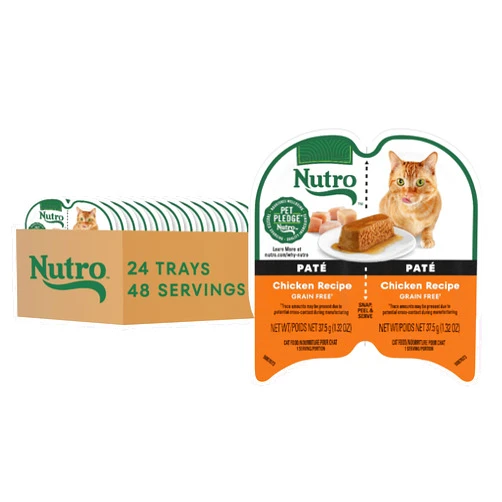 Nutro Perfect Portions Wet Cat Food Paté Chicken Recipe, 2.64 oz. Twin-Pack Trays (24 Count, 48 Servings) Pack of 1