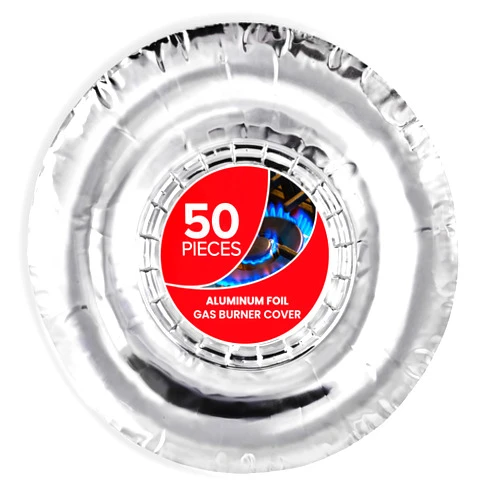 Stock Your Home (50 Pack) Round Disposable Gas Burner Liners, Aluminum Foil Burner Covers for Gas Stove - 7.5 Inch Stove Liners for Gas Burners, Foil Liners to Catch Oil, Grease, and Food Spills, Stock Your Home