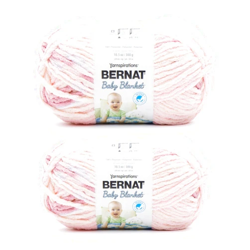Bernat Baby Blanket Raspb Kisse Yarn - 300g/10.5oz - Polyester - 6 Super Bulky - 220 Yards - Knitting/Crochet, 2 Pack, RASPBERRY KISSES