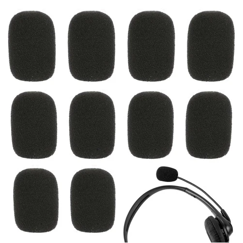 Styquenzer 10 Pack Mini Size Lapel Headset Microphone Windscreen Foam Cover, High Density Mic Headset Cover Mini Size Foam Microphone Windscreen for Headset Lavalier Microphones Noise Reduction(Black)