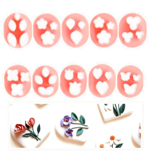 Hariendny 10 PCS Polymer Clay Cutters Mini Flower Petal Clay Cutters Clay Tools Set Earrings Making Mini Clay Cutters Micro Clay Molds Accessories Plastic Clay Molds for Making Jewelry Earrings Crafts