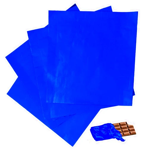 Dootafy 100pcs Candy Bar Wrappers, 7.8x7.8 Inch Chocolate Bar Wrappers Navy Blue Foil Wrapper Square Aluminum Individual Packaging Sheets for Father's Day, Decor 4 July Baby Shower Birthday Party Gifts