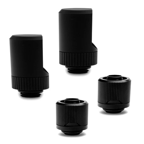 EKWB EK-Quantum Torque STC-10/16 Compression and 90 Degree Angled Rotary Fitting Set, Black, 2-Pack
