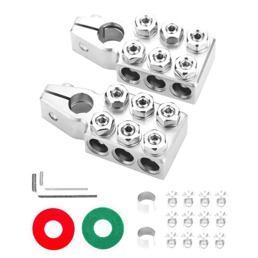 VASTAUTO Battery Terminal Connector,12-Way Connectors, 8AWG up to 4/0(XL) AWG Gauge, Positive and Negative (+/-)(1 Pair) for SAE/DIN/EN Tapered Top Post,Battery Terminal Clamps