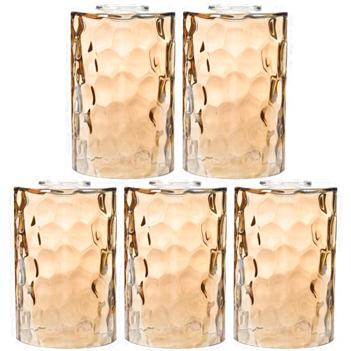 Rivqahra 5 Pack Amber Hammered Glass Lamp Shade Replacement Globe & Cover for Lighting Fixture, 6