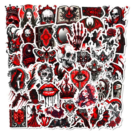 PNGIF 50Pcs Graffiti Horror Stickers Pack, Punk Skull Stickers for Water Bottle Laptop Kindle Luggage Skateboard Journal Scrapbooking, Waterproof Vinyl Anime Gothic Decals for Teens Adults