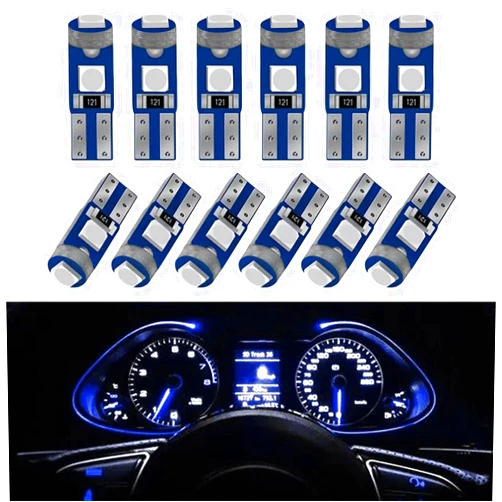 HEVLE 12PCS T5 LED Bulb, led dash light bulbs, 3030 Chips Super Bright 74 73 37 2721 LED Light Bulbs Canbus Error Free for Auto Car Dashboard Dash Instrument Panel Gauge (Blue)