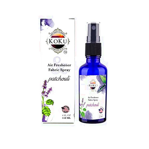 KoKu Scents of Paradise Patchouli Air Freshener - Room Spray - Odor Eliminator - Deodorizer - Car Air Freshener - Home Spray - Linen Spray - Fabric Refresher - Non-Toxic - Alcohol Free - Made in USA (4 Oz)